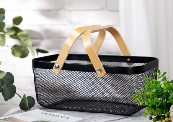 Senza Wire Storage Basket With Wooden Handles