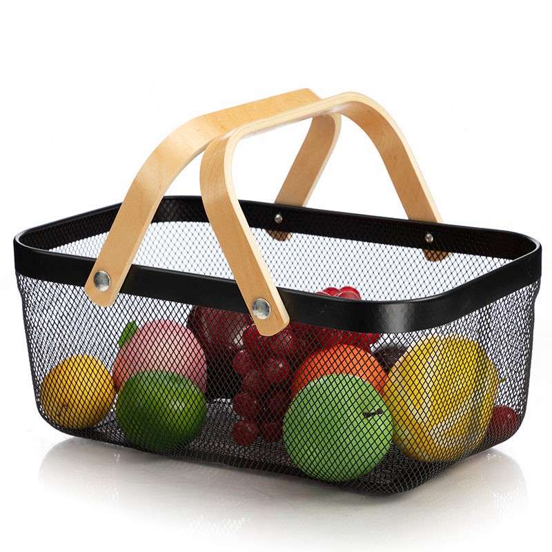 Senza Wire Storage Basket With Wooden Handles