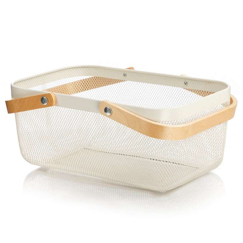 Senza Wire Storage Basket With Wooden Handles