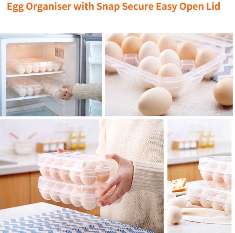 Egg Organizer with Clip Lid-Set Of 2