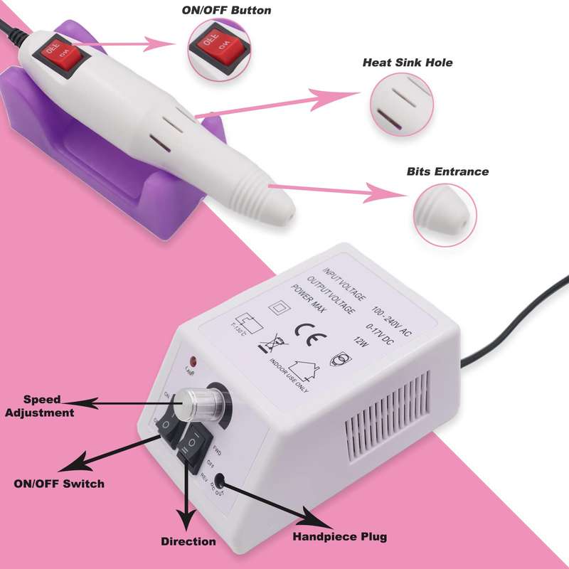 Electric Nail File Machine Set for Manicure Pedicure Drill