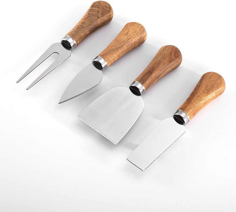 Cheese Knives Set with Wooden Handle, 4 Piece