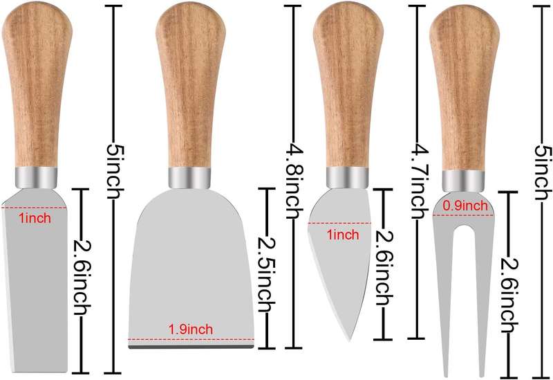 Cheese Knives Set with Wooden Handle, 4 Piece