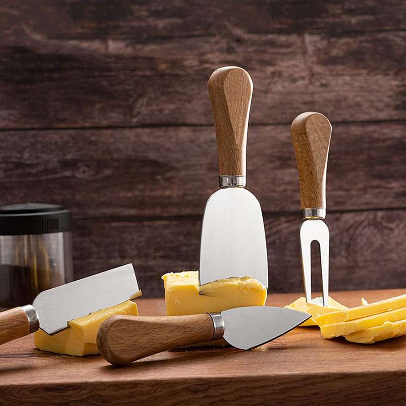 Cheese Knives Set with Wooden Handle, 4 Piece