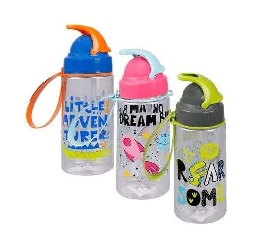 Renga Plastic Water Bottle With Strap & Pop Up Straw - 500ml