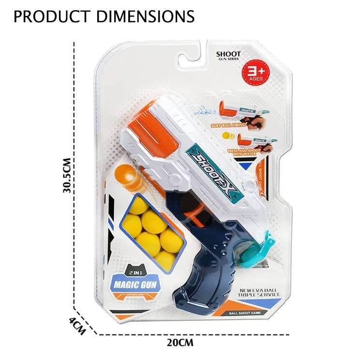 Toy Gun Blaster with Foam Bullets and Water Pistol 2-in-1 ( 21cm )