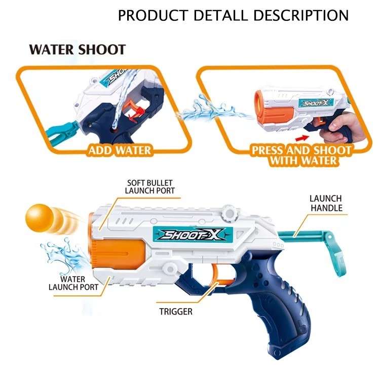 Toy Gun Blaster with Foam Bullets and Water Pistol 2-in-1 ( 21cm )
