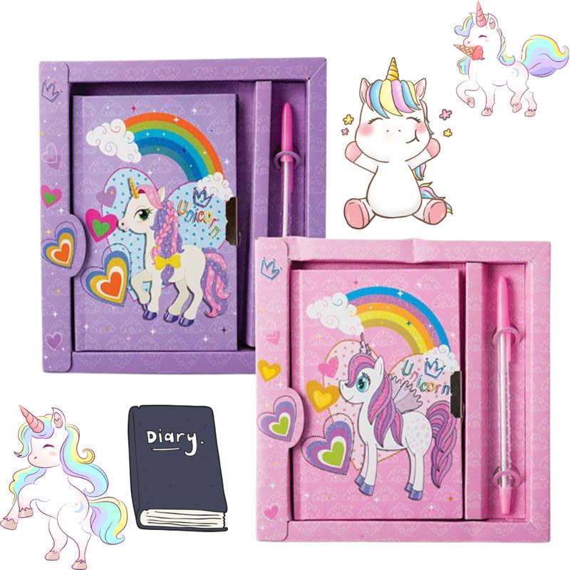Unicorn Notebook With Pen & Lock - 19 x 18cm - Pack Of 2