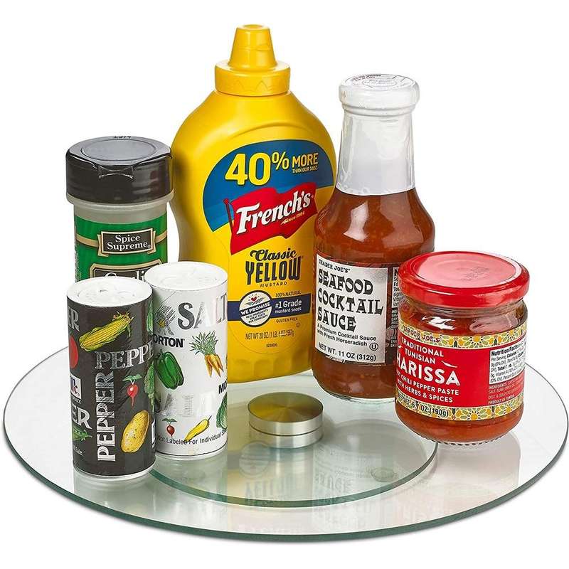 Lazy Susan Turntable, Tempered Glass Rotating Tray 35cm