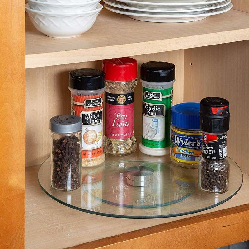 Lazy Susan Turntable, Tempered Glass Rotating Tray 35cm