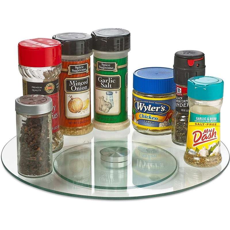 Lazy Susan Turntable, Tempered Glass Rotating Tray 35cm