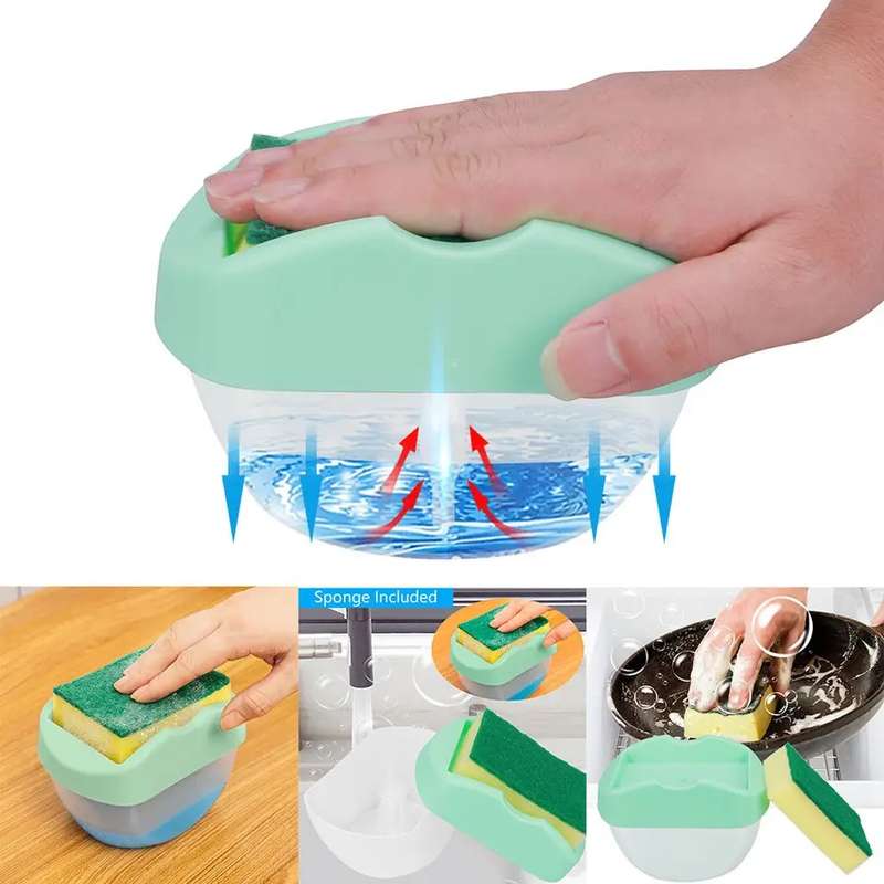 Kitchen Countertop Sink Soap Dispenser and Dish Soap Dispenser 2 in 1 With Sponge