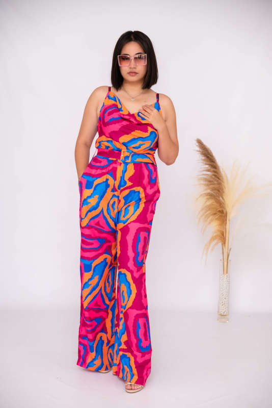 Olivia Belted Printed Jumpsuit Multi