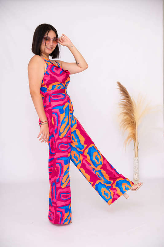 Olivia Belted Printed Jumpsuit Multi