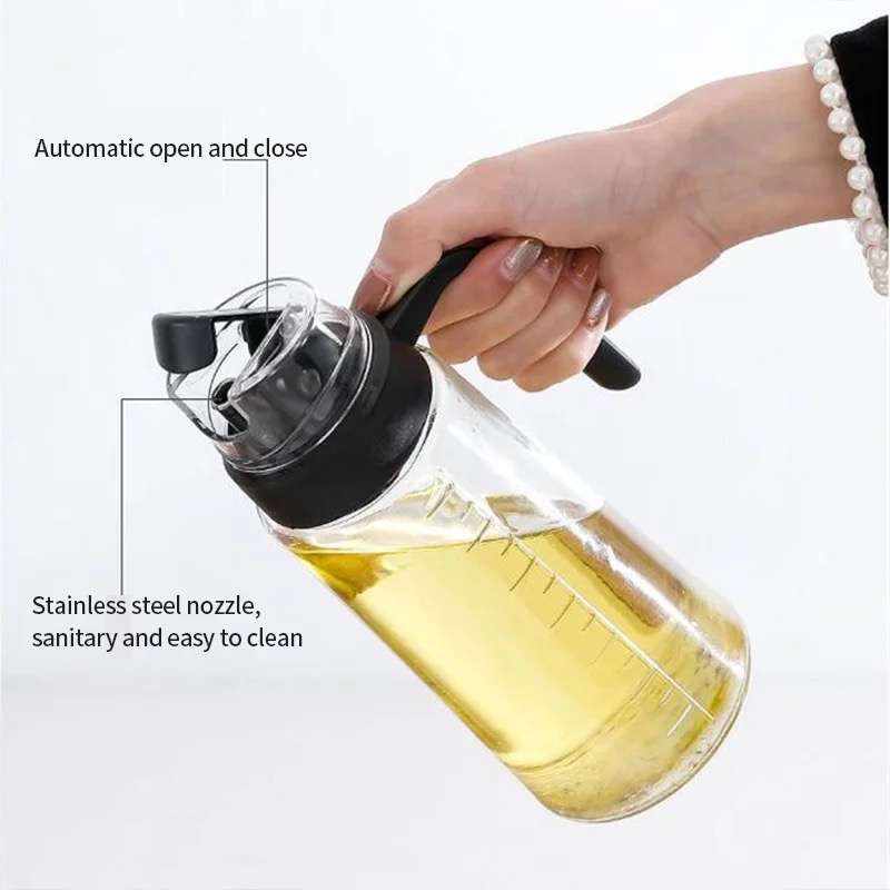 Cooking Oil Bottle With Automatic Opening And Closing That Is Leak Proof 630 ml White