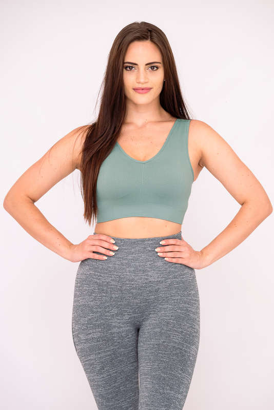 Ladies High Impact Ribbed Sports Bra with Removable Pad