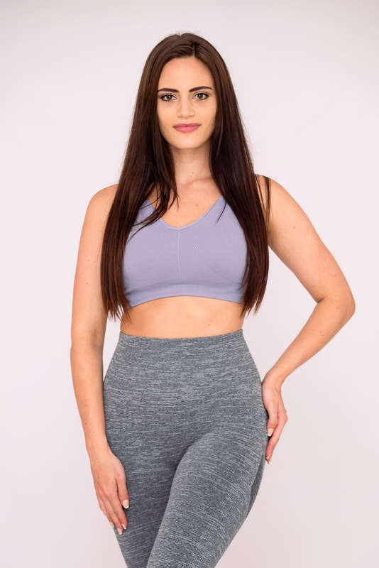 Ladies High Impact Ribbed Sports Bra with Removable Pad