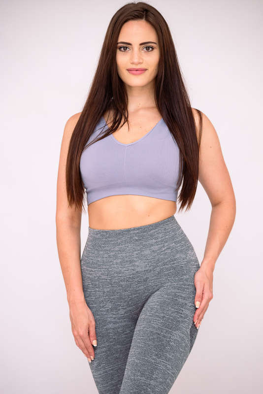 Ladies High Impact Ribbed Sports Bra with Removable Pad