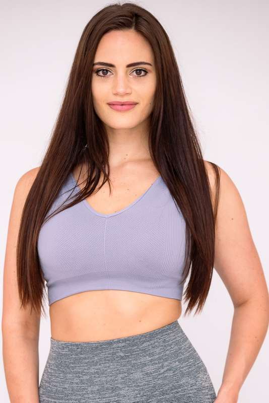 Ladies High Impact Ribbed Sports Bra with Removable Pad