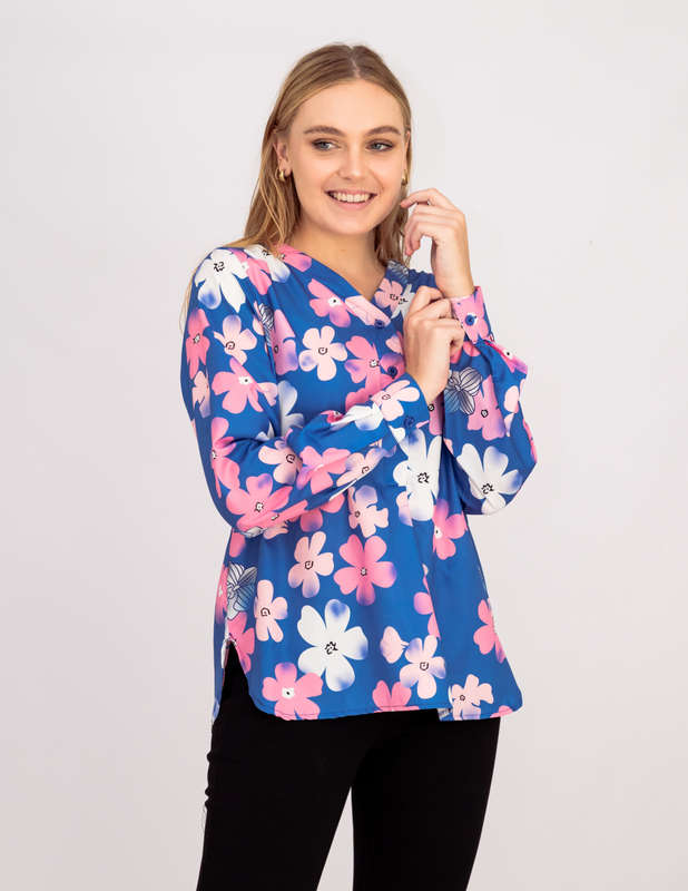 Women's Callie Cherry Blossom Long Sleeve Shirt Blue