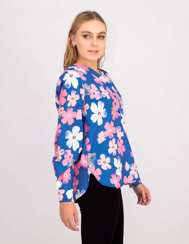 Women's Callie Cherry Blossom Long Sleeve Shirt Blue