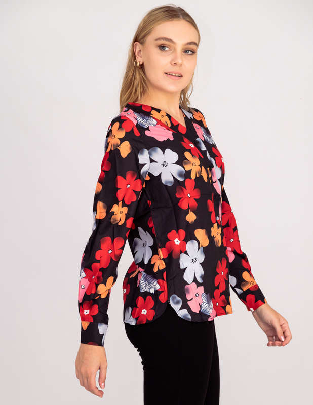 Women's Callie Cherry Blossom Long Sleeve Shirt Black 