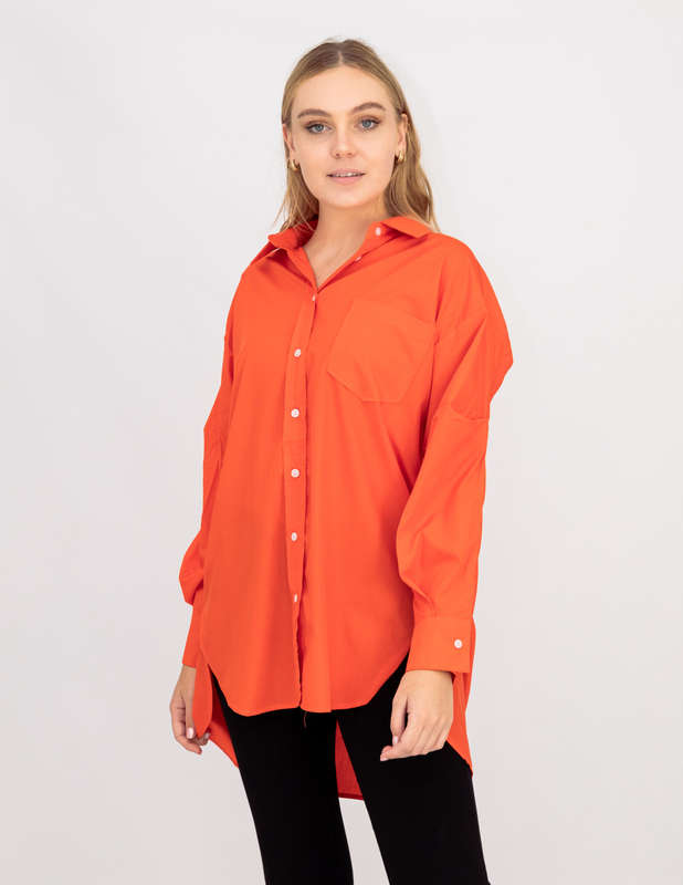Oversized Poplin Shirt Orange