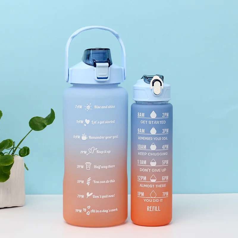 Motivational Water Bottle Combo 2L & 1L with Straw