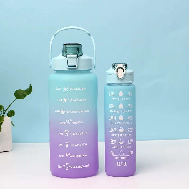 Motivational Water Bottle Combo 2L & 1L with Straw