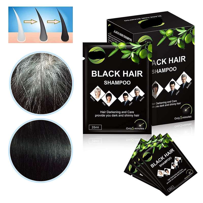Instant Black Hair Shampoo for Men and Women Box Of 10 x 25ml Sachet