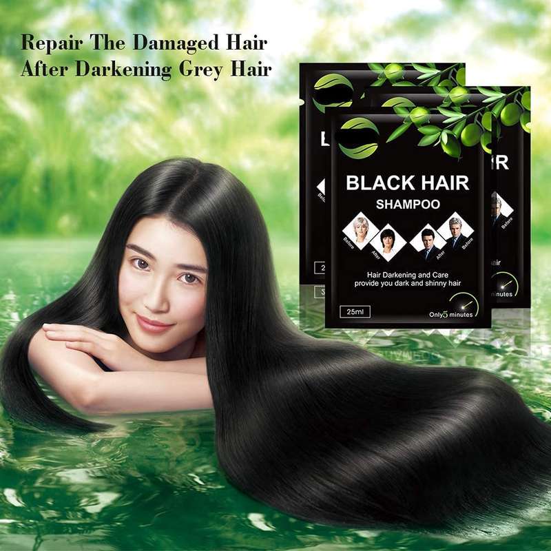 Instant Black Hair Shampoo for Men and Women Box Of 10 x 25ml Sachet