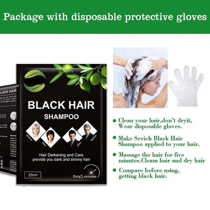 Instant Black Hair Shampoo for Men and Women Box Of 10 x 25ml Sachet