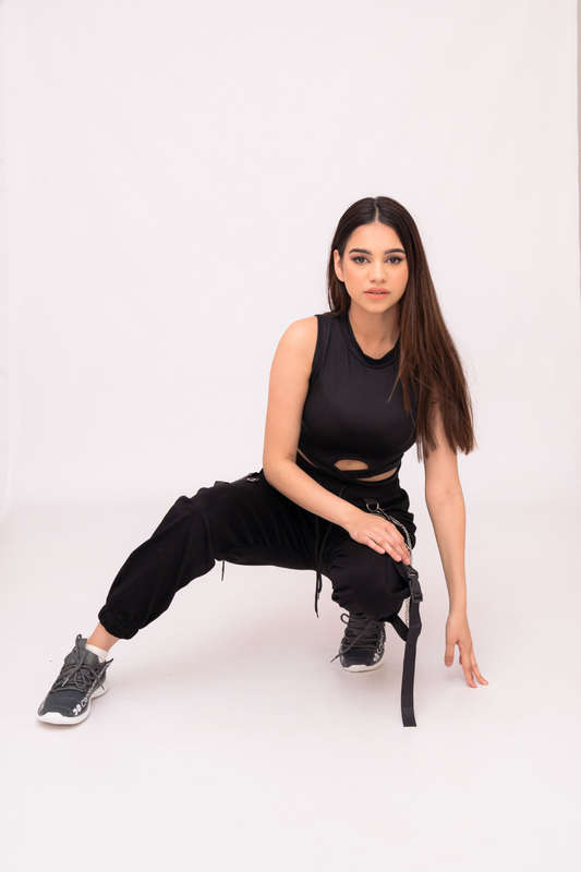 Denny Drawstring Cargo Sweatpants For Women With Chain