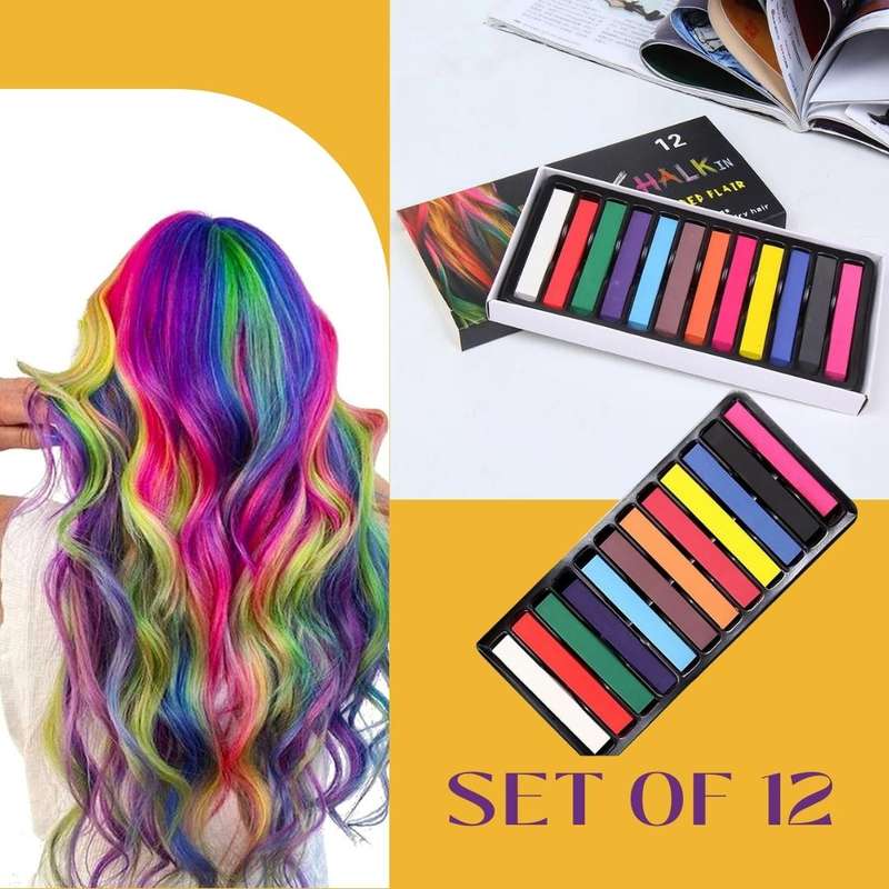 Hair Colour Chalk Set Of 12