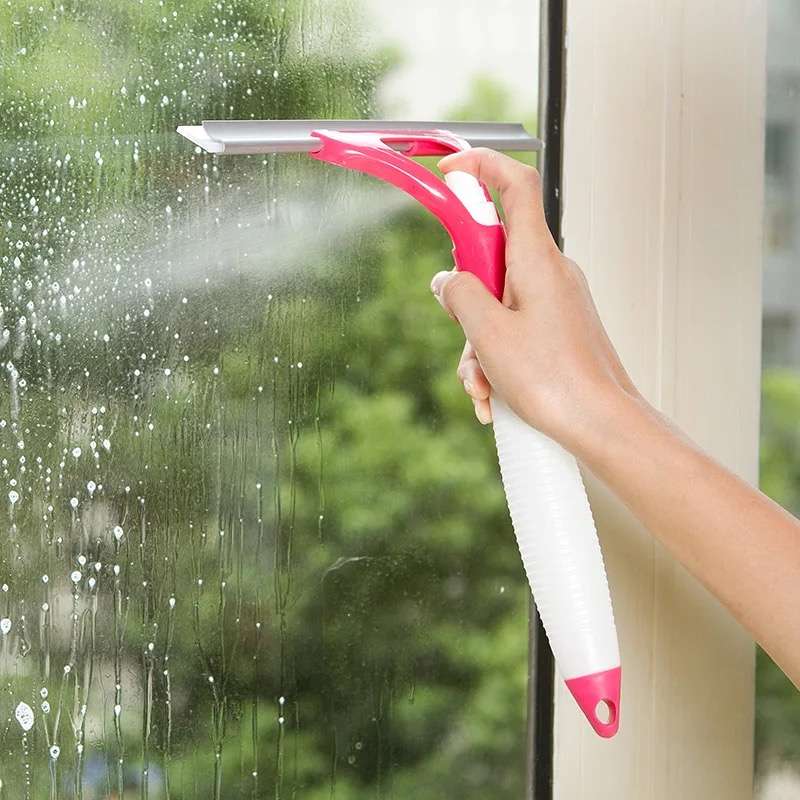 Window And Glass Cleaning Wiper With A Water Bottle
