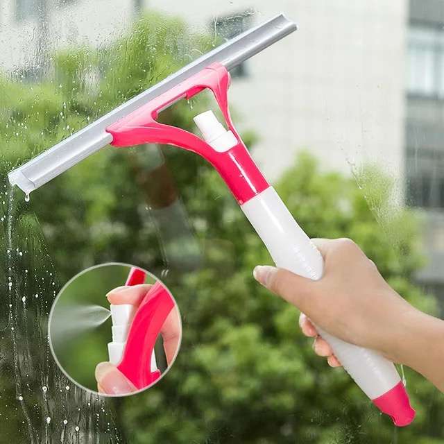 Window And Glass Cleaning Wiper With A Water Bottle
