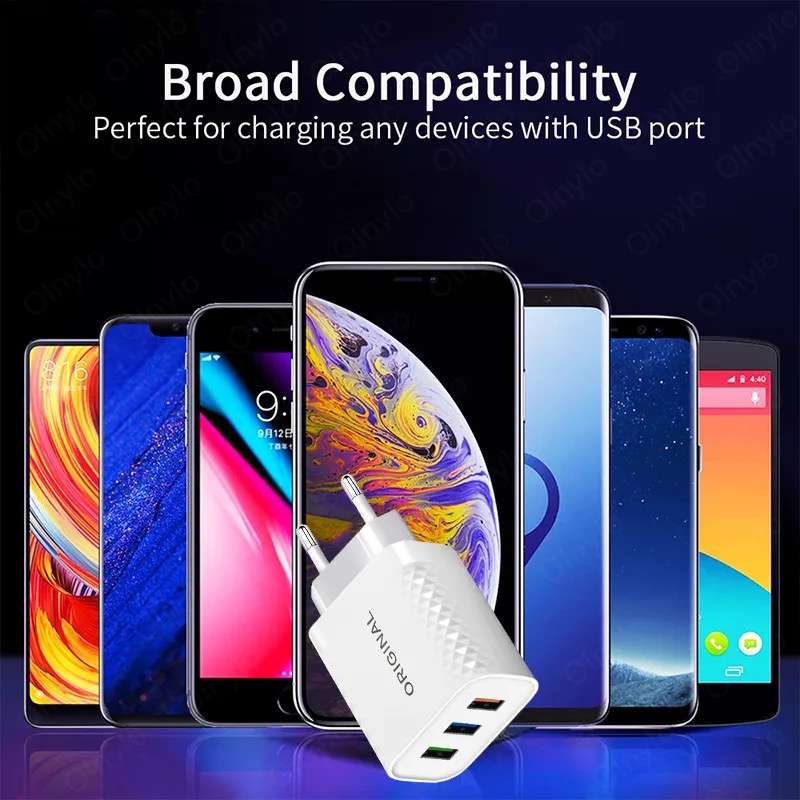 Fast Charge 3 x USB Port Charger + MICRO USB Cable