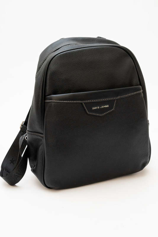 David Jones Leather Backpack Black