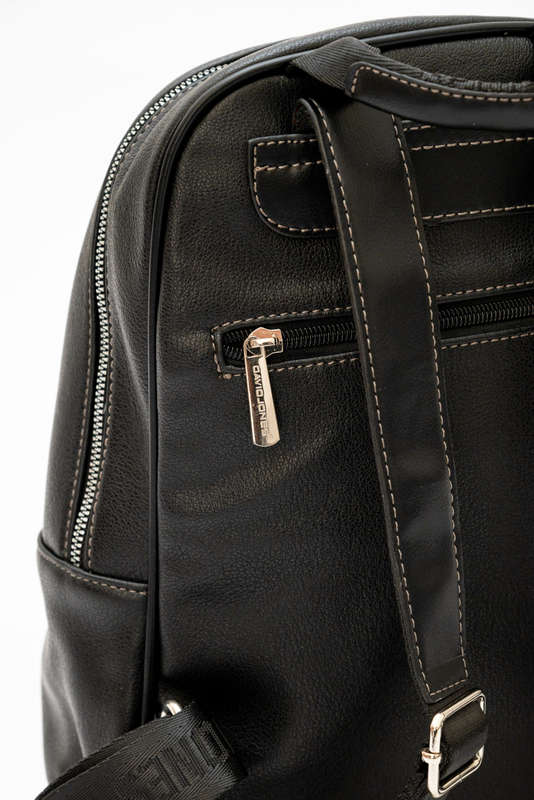 David Jones Leather Backpack Black