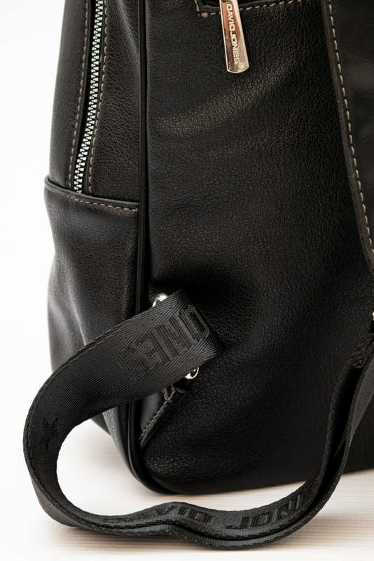 David Jones Leather Backpack Black
