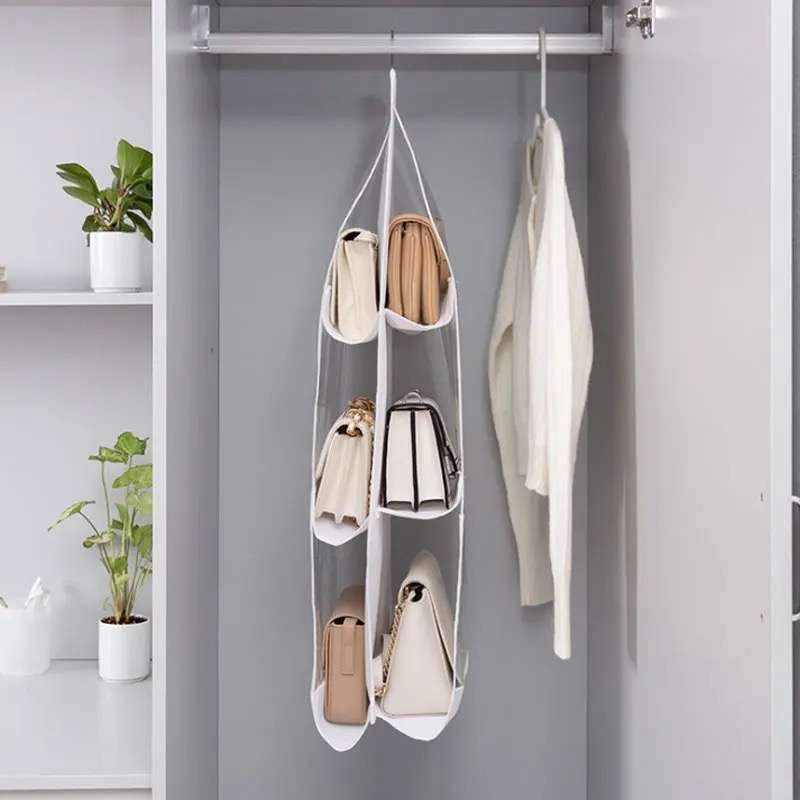 Senza® Hanging Handbag Organizer 6 Compartment Grey