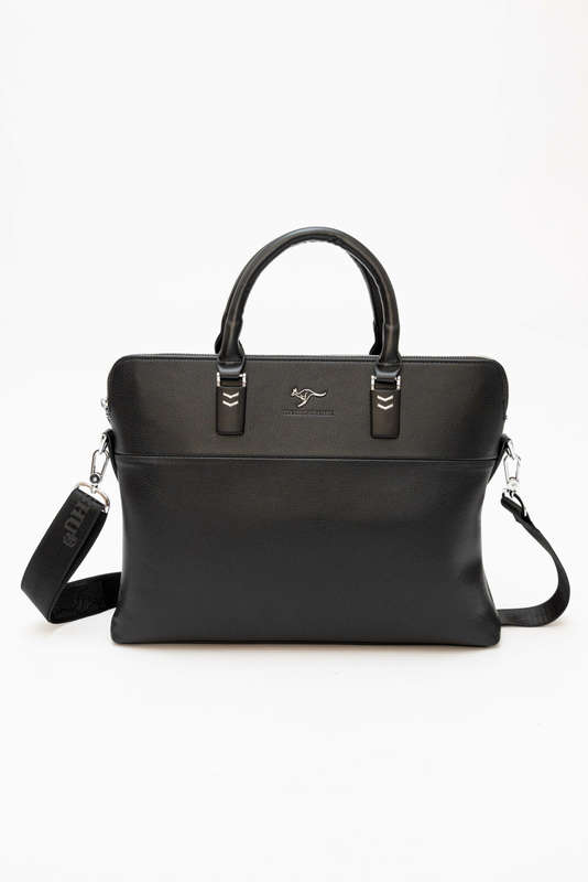 Leather Shoulder Crossbody Laptop Business Bag Black