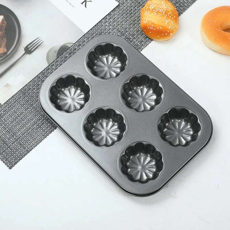 6 Cup Non Stick Cupcake Muffin Pan Carbon Steel With Design