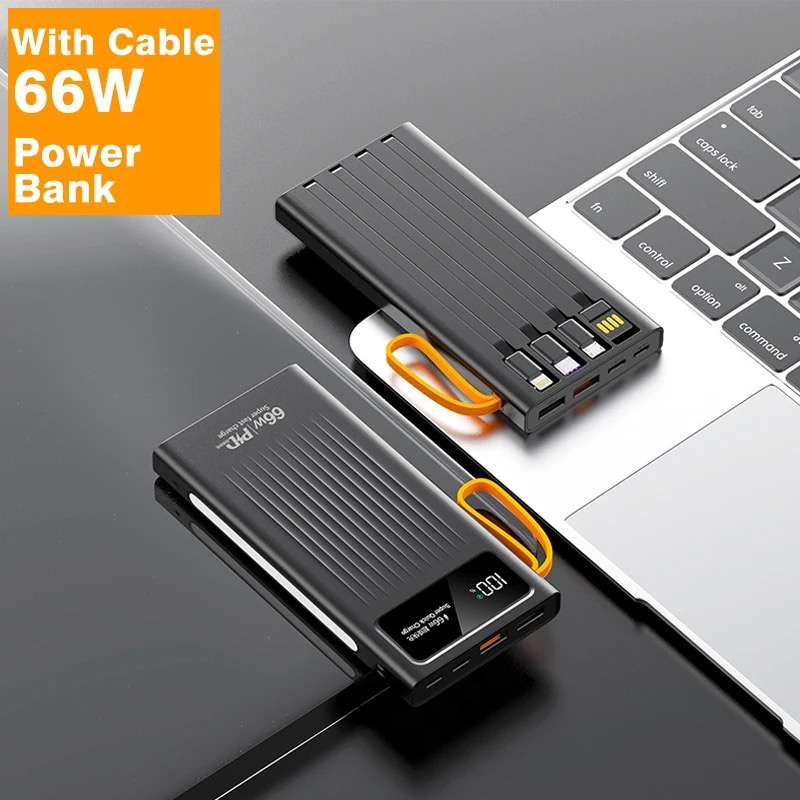 20000 mAh Fast Charge Power Bank With LED Screen LED Light 66W
