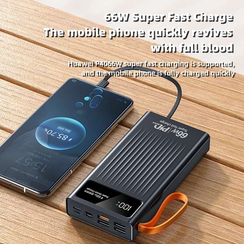 20000 mAh Fast Charge Power Bank With LED Screen LED Light 66W