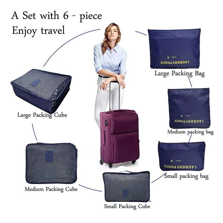 6Pcs Travel Luggage Organizer Bags for Backpack Suitcases
