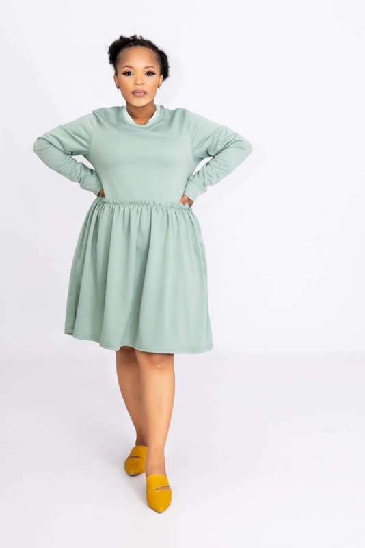 Betty Long Sleeve Tiered Mini Swing Dress Mint