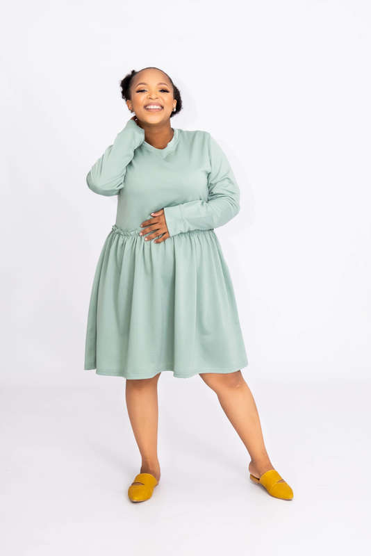 Betty Long Sleeve Tiered Mini Swing Dress Mint