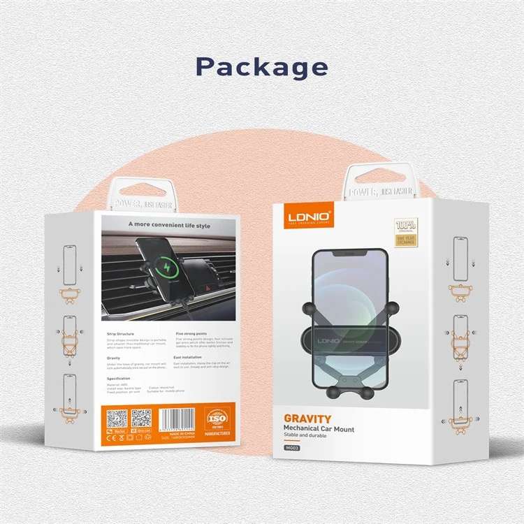 Gravity Car Phone Holder with Air Vent Clip Auto-Lock Mechanism MG03