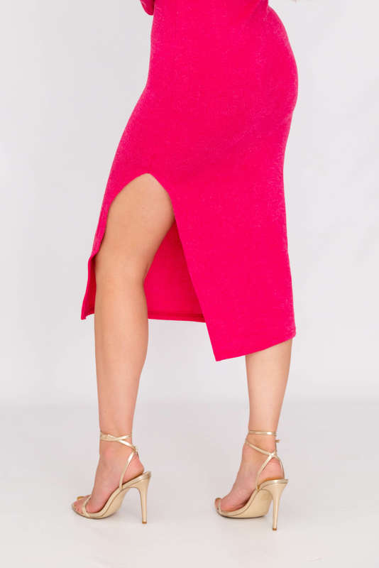Jessie Slitted Button Down Shirt Jersey Dress Pink